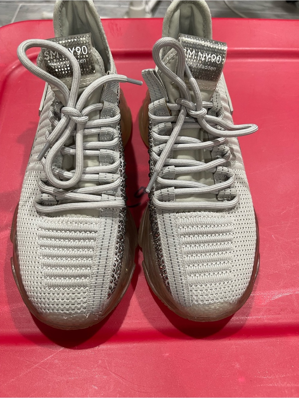 Steve Madden Light Gray Knit Lace-Up Men's Sneakers